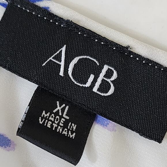 AGB XL Sheer Blue Purple White Blouse - Picture 4 of 6